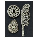 Variety of Rhinestone Brooches and Pins Variety of Rhinestone Brooches and Pins