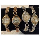 Four Vintage Ladies Watches - Bulova, Elgin, Enzo 17 Jewels and Buren Four Vintage Ladies Watches - Bulova, Elgin, Enzo 17 Jewels and Buren