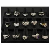 17 Silver Tone Rings Size 9.5-10.5 17 Silver Tone Rings Size 9.5-10.5