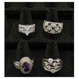 17 Silver Tone Rings Size 9.5-10.5 17 Silver Tone Rings Size 9.5-10.5