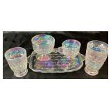 Vintage Federal Glass Iridescent Yorktown Colonial Thumbprint Collection Vintage Federal Glass Iridescent Yorktown Colonial Thumbprint Collection