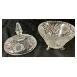 Assortment of Crystal and Glass Lidded Jars - 5 Jars