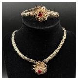 Vintage Red Accented Necklaces, Earrings, Pins and Pendants