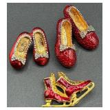 Vintage Red Accented Necklaces, Earrings, Pins and Pendants