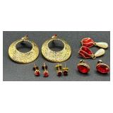 Vintage Red Accented Necklaces, Earrings, Pins and Pendants
