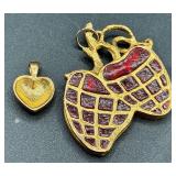 Vintage Red Accented Necklaces, Earrings, Pins and Pendants