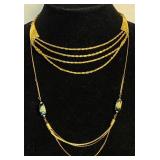 Vintage Black Beaded Jewelry with Gold Tone Accents