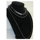 Vintage Black Beaded Jewelry with Gold Tone Accents