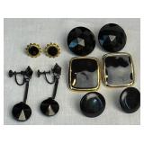 Vintage Black Beaded Jewelry with Gold Tone Accents