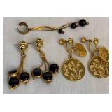 Vintage Black Beaded Jewelry with Gold Tone Accents