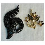 Vintage Black Beaded Jewelry with Gold Tone Accents