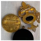 Vintage Black Beaded Jewelry with Gold Tone Accents