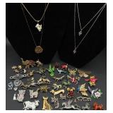 Assortment of Animal Pins, Necklaces and Pendants