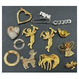 Collection of Gold & Silver Tone Pins and Clips Collection of Gold & Silver Tone Pins and Clips