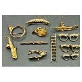 Collection of Gold & Silver Tone Pins and Clips Collection of Gold & Silver Tone Pins and Clips