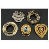 Collection of Gold & Silver Tone Pins and Clips Collection of Gold & Silver Tone Pins and Clips