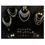Vintage Crystal Beaded Necklaces, Earrings and Translucent Rings