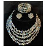 Vintage Crystal Beaded Necklaces, Earrings and Translucent Rings