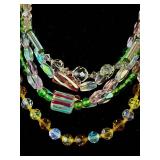 Vintage Crystal Beaded Necklaces, Earrings and Translucent Rings
