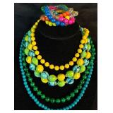 Retro Rainbow Collection of Earrings and Necklaces