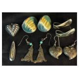 Large Assortment of Silver Tone Bracelets, Earrings and Rings