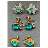 Assortment of Vintage Blue Accented Brooches, Necklaces, Earrings and Bracelets Assortment of Vintage Blue Accented Brooches, Necklaces, Earrings and Bracelets