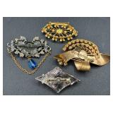 Assortment of Vintage Blue Accented Brooches, Necklaces, Earrings and Bracelets Assortment of Vintage Blue Accented Brooches, Necklaces, Earrings and Bracelets