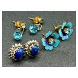 Assortment of Vintage Blue Accented Brooches, Necklaces, Earrings and Bracelets Assortment of Vintage Blue Accented Brooches, Necklaces, Earrings and Bracelets