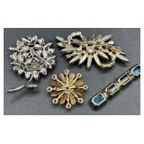 Assortment of Vintage Blue Accented Brooches, Necklaces, Earrings and Bracelets Assortment of Vintage Blue Accented Brooches, Necklaces, Earrings and Bracelets