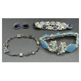 Assortment of Vintage Blue Accented Brooches, Necklaces, Earrings and Bracelets Assortment of Vintage Blue Accented Brooches, Necklaces, Earrings and Bracelets