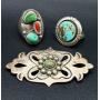 Sterling Silver .925 Rings and Taxco Sterling Silver .980 Brooch/Pin with Center Stone