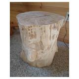 Heavy Log Side Table With Rustic Wood Coasters & Candle Holders