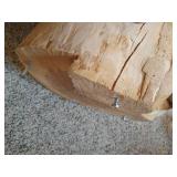 Heavy Log Side Table With Rustic Wood Coasters & Candle Holders