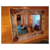 Large Beautiful Birch Bark Frame Mirror