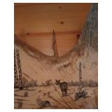 Moose Antler with Scrimshaw Deer Scene