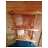 Rustic Solid Wood 3-Shelf Corner Stand
