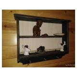Dark Green Wall Shelf With Decor