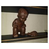 Dark Green Wall Shelf With Decor