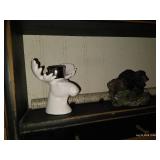 Dark Green Wall Shelf With Decor