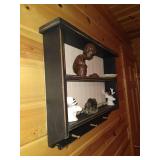 Dark Green Wall Shelf With Decor