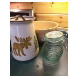 Large Stoneware Bread Bowl, Cookie Jar & Hive Jar