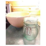 Large Stoneware Bread Bowl, Cookie Jar & Hive Jar