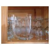 Glass Stemware & (2) Horn Drinking Glasses