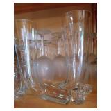 Glass Stemware & (2) Horn Drinking Glasses