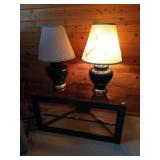 Metal & Glass TV Stand & (2) Matching Lamps