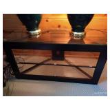 Metal & Glass TV Stand & (2) Matching Lamps