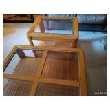 Wood & Glass Coffee Table & (2) End Tables