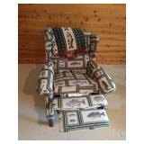 Upholstered Fish-Themed Recliner & Throw Blanket