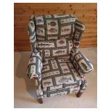 Upholstered Fish-Themed Recliner & Throw Blanket