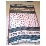 Upholstered Fish-Themed Recliner & Throw Blanket